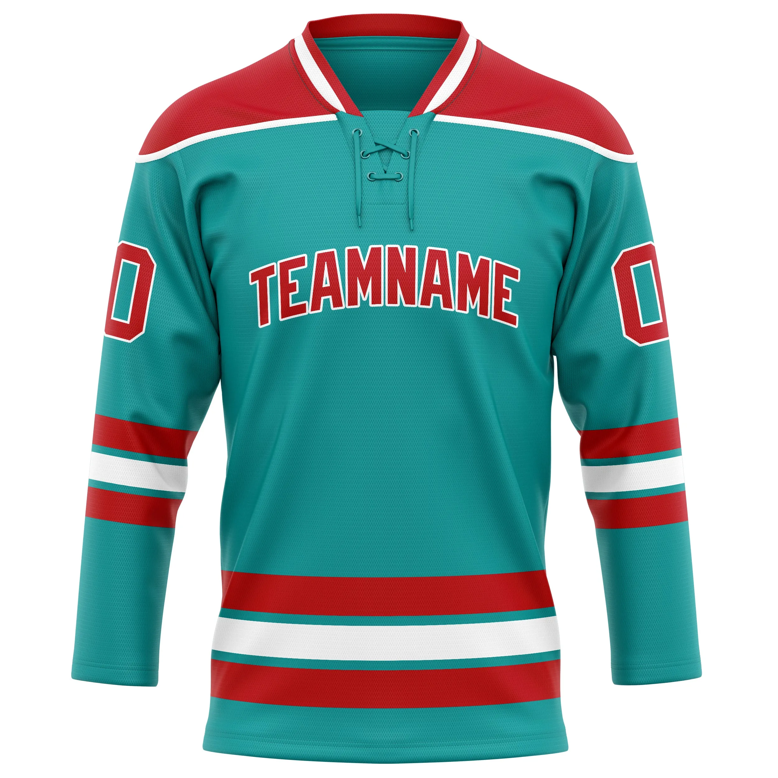 Custom Aqua Red Solid Colour Hockey Jersey sold by Tailorly product image thumbnail 2