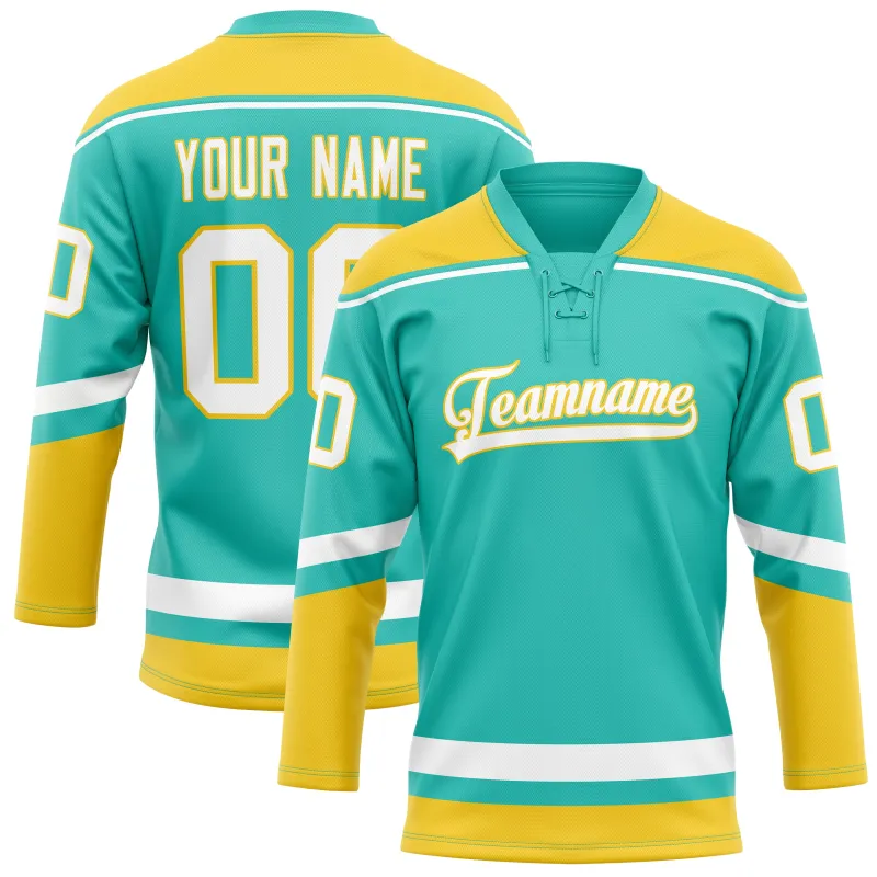 Custom Aqua Gold Solid Colour Hockey Jersey sold by Tailorly