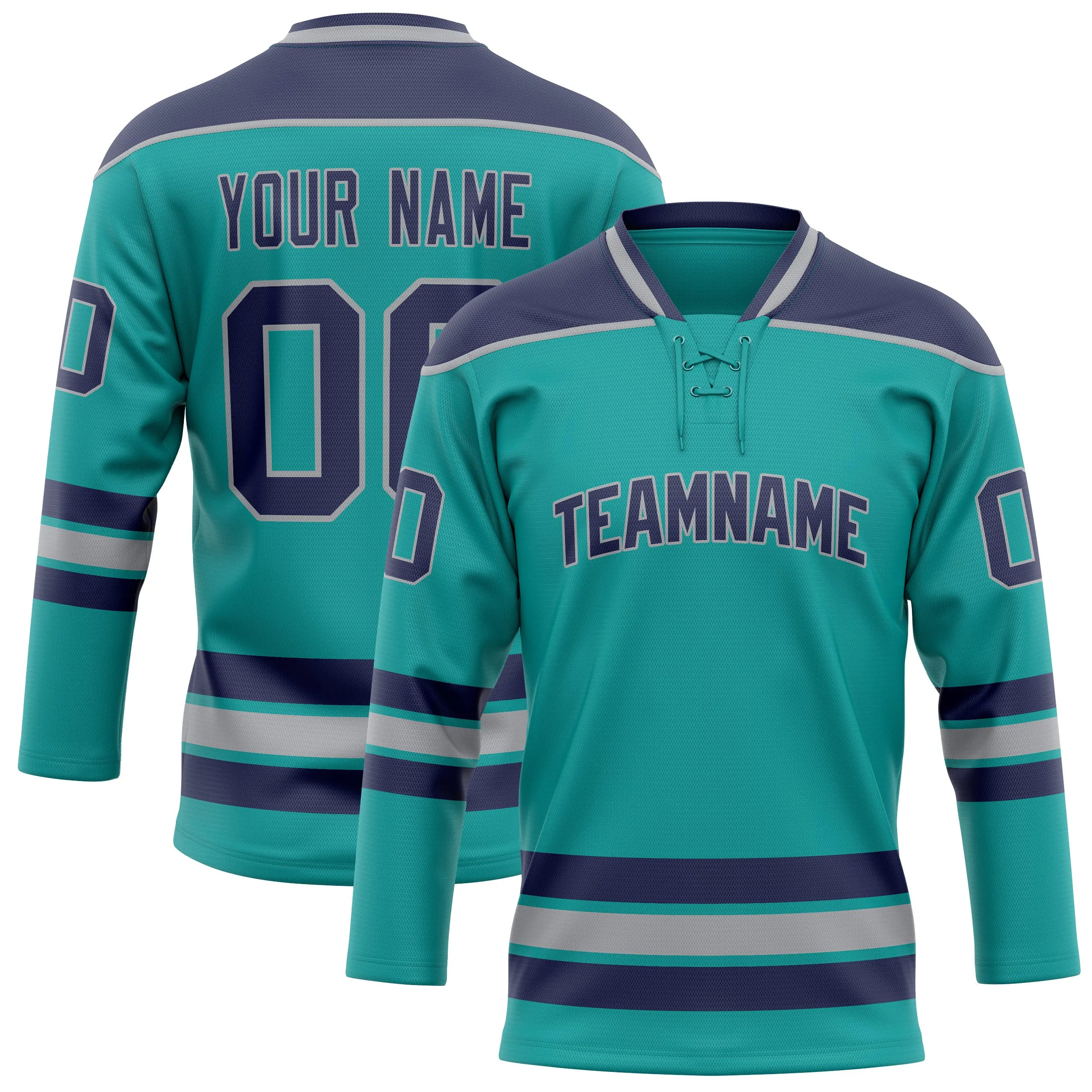Custom Aqua Navy Solid Colour Hockey Jersey sold by Tailorly