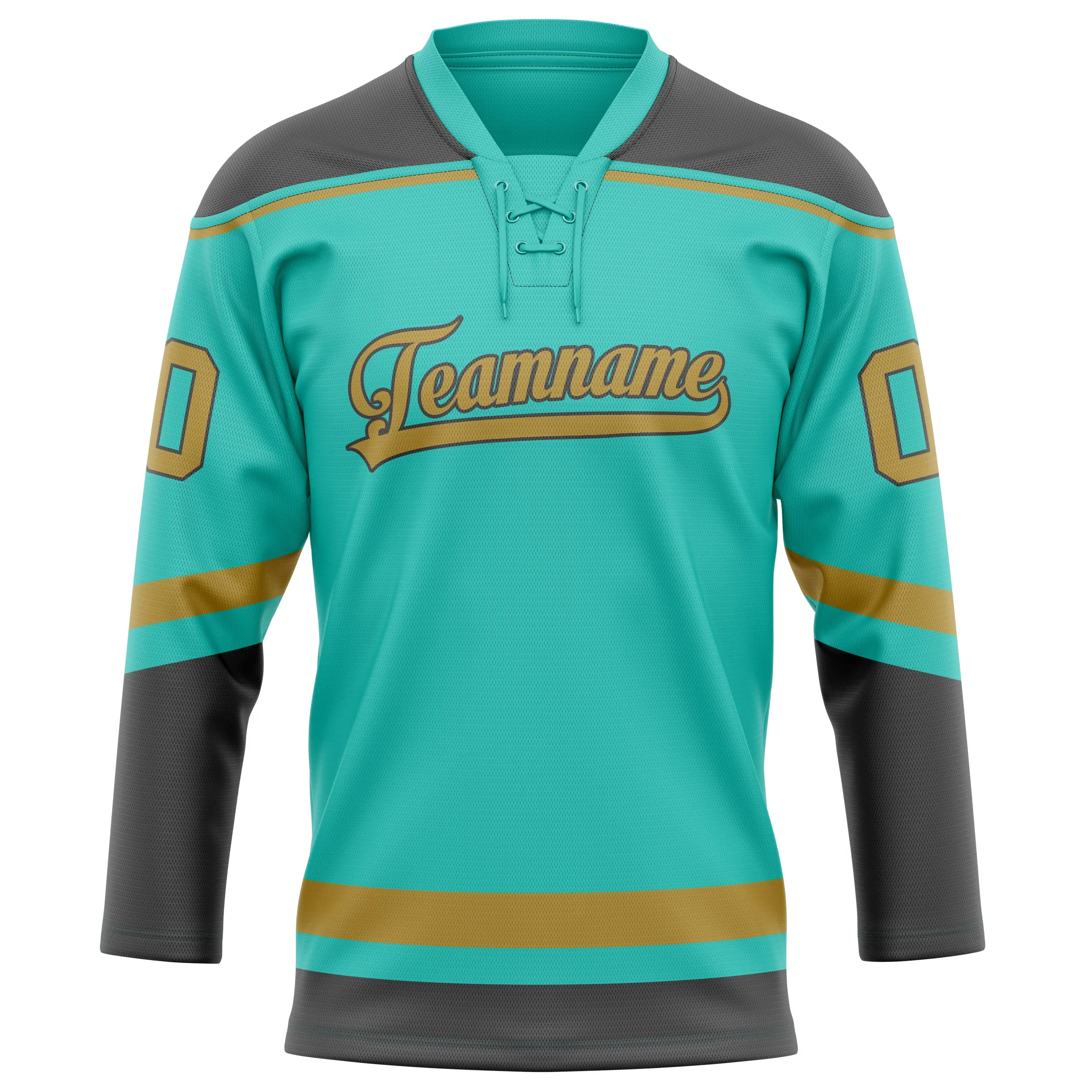 Custom Aqua Old Gold Solid Colour Hockey Jersey sold by Tailorly product image thumbnail 2