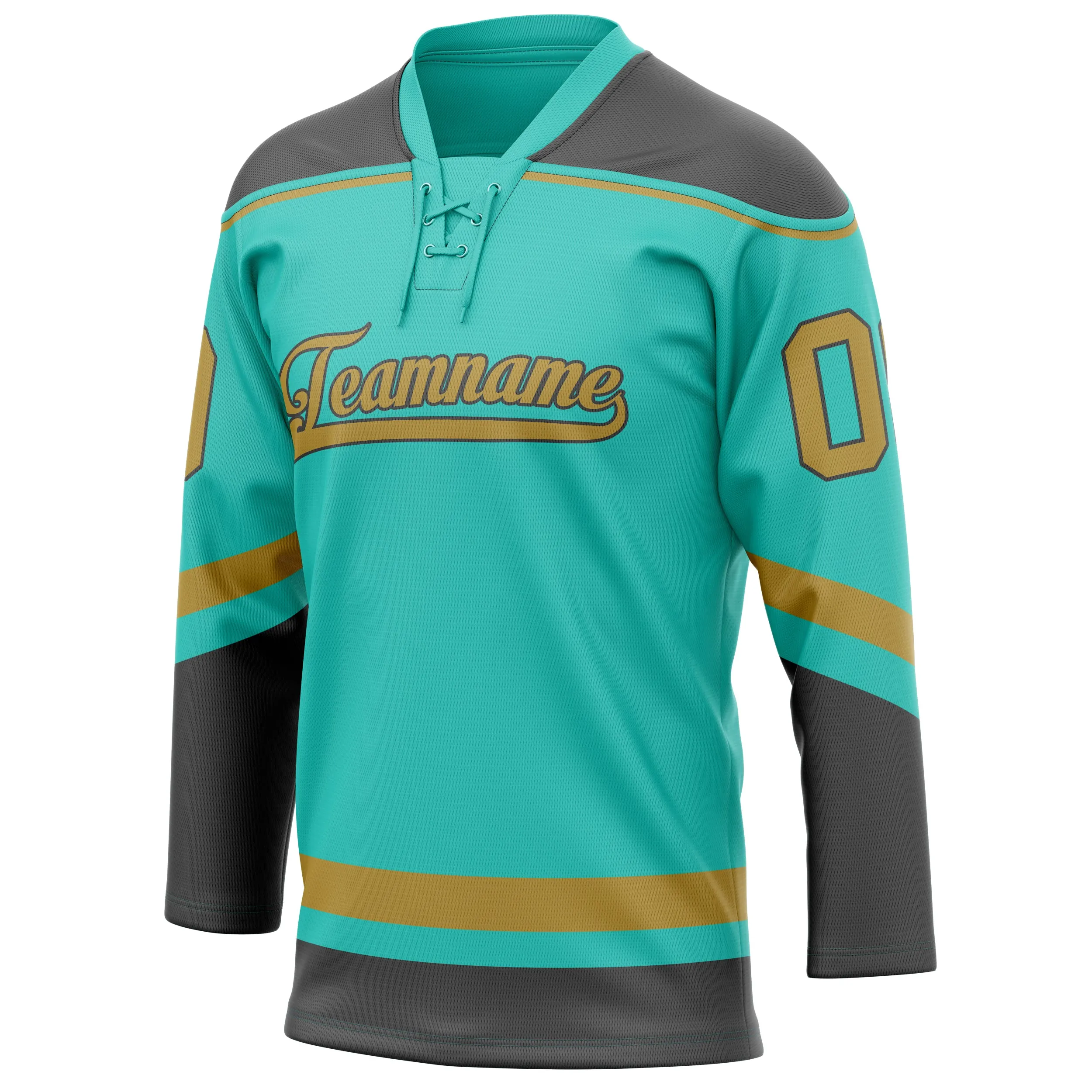 Custom Aqua Old Gold Solid Colour Hockey Jersey sold by Tailorly product image thumbnail 3