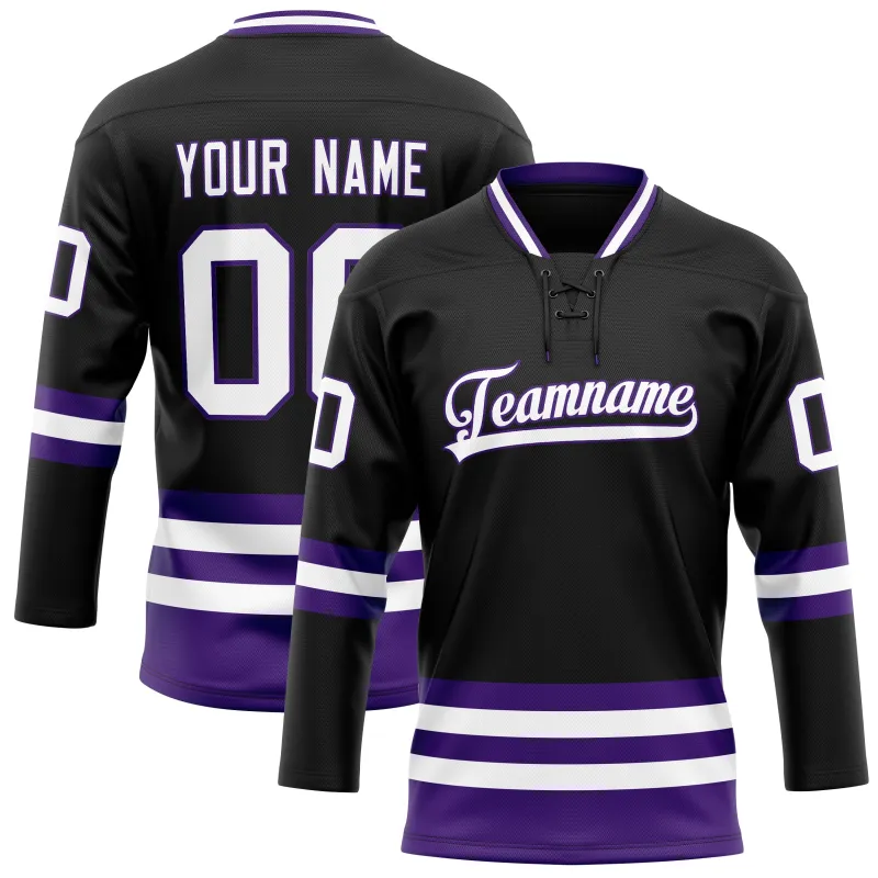 Custom Black Purple Solid Colour Hockey Jersey sold by Tailorly