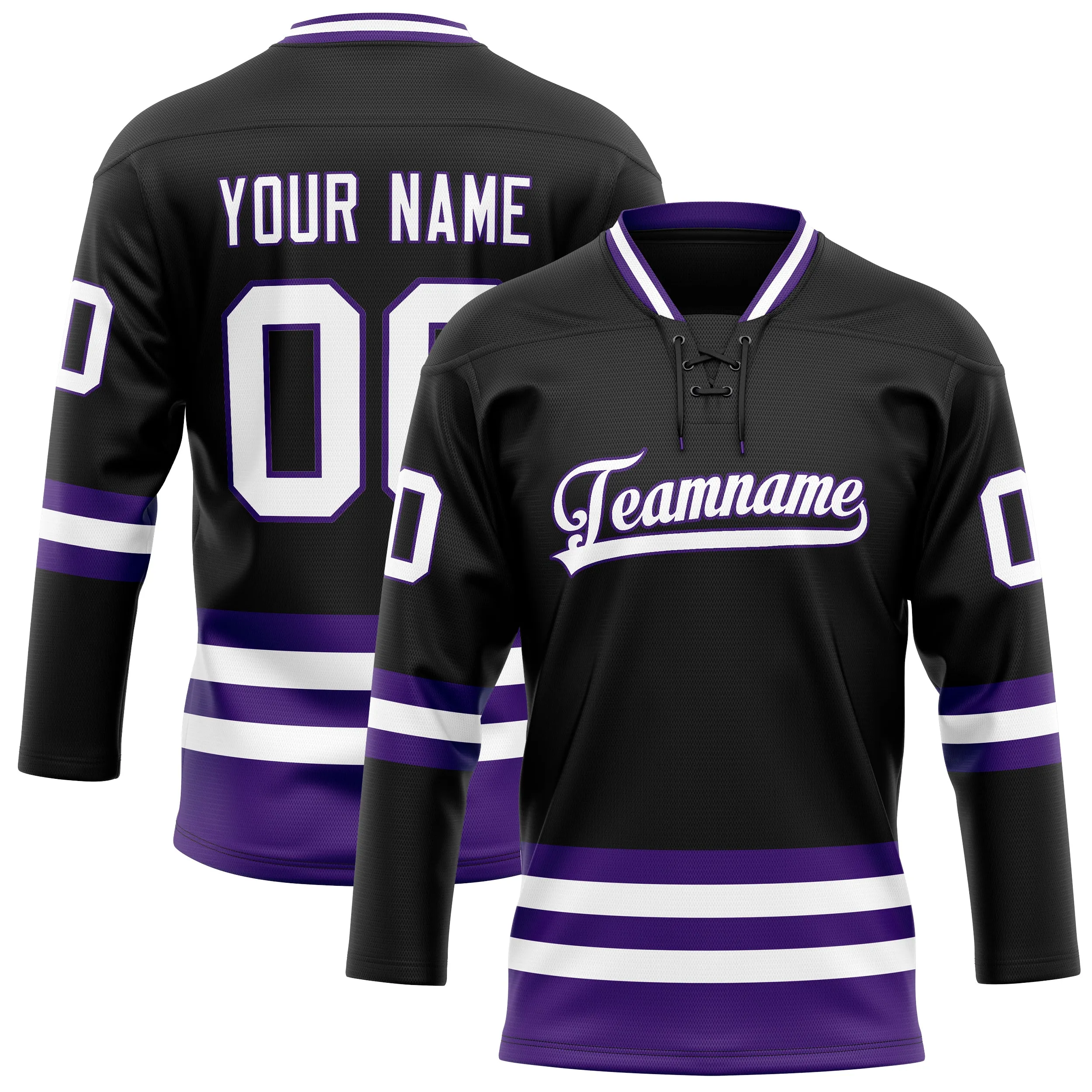 Custom Black Purple Solid Colour Hockey Jersey sold by Tailorly