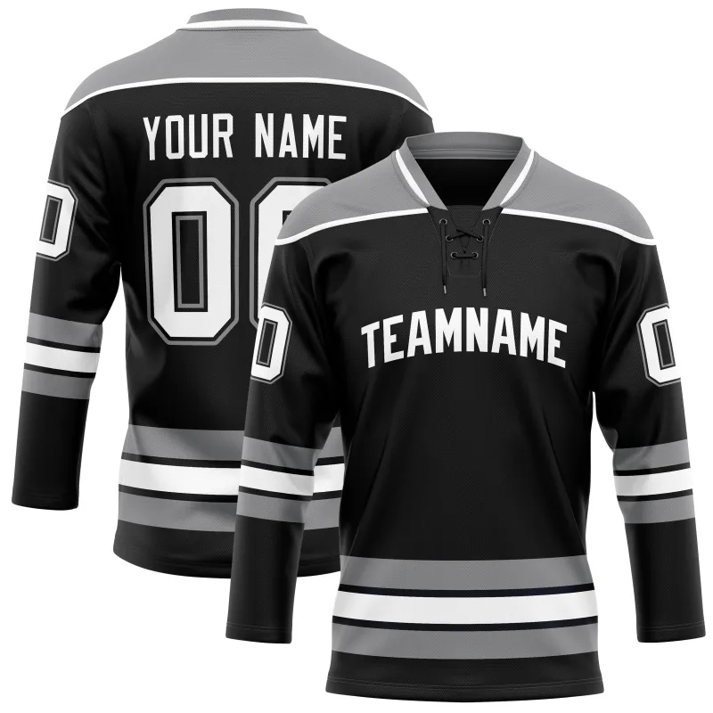 Custom Black Gray Solid Colour Hockey Jersey sold by Tailorly