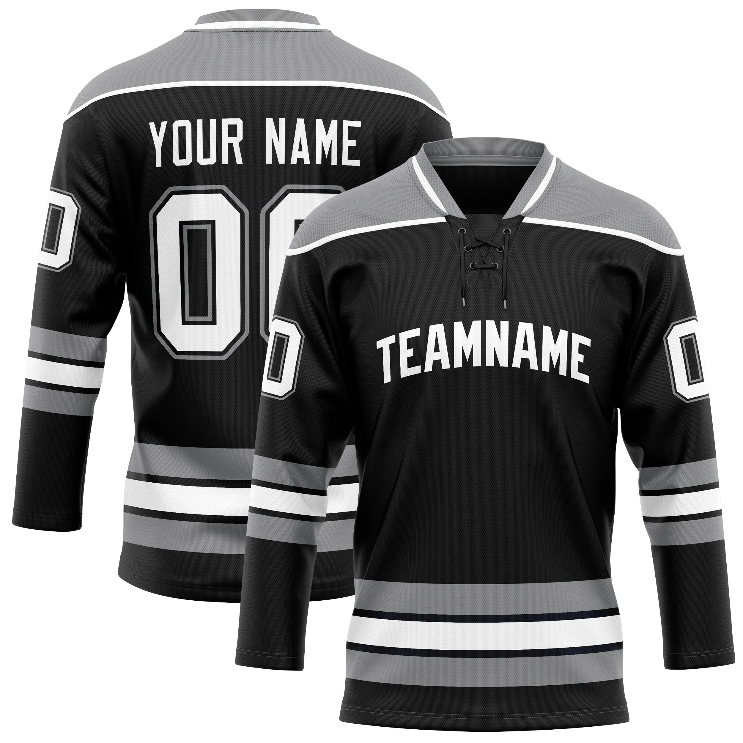 Custom Black Gray Solid Colour Hockey Jersey sold by Tailorly