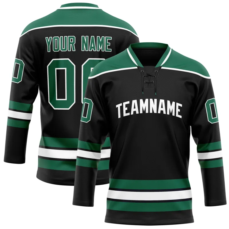 Custom Black Kelly Green Solid Colour Hockey Jersey sold by Tailorly
