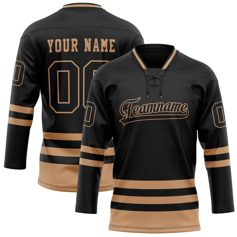 Custom Black Old Gold Solid Colour Hockey Jersey sold by Tailorly