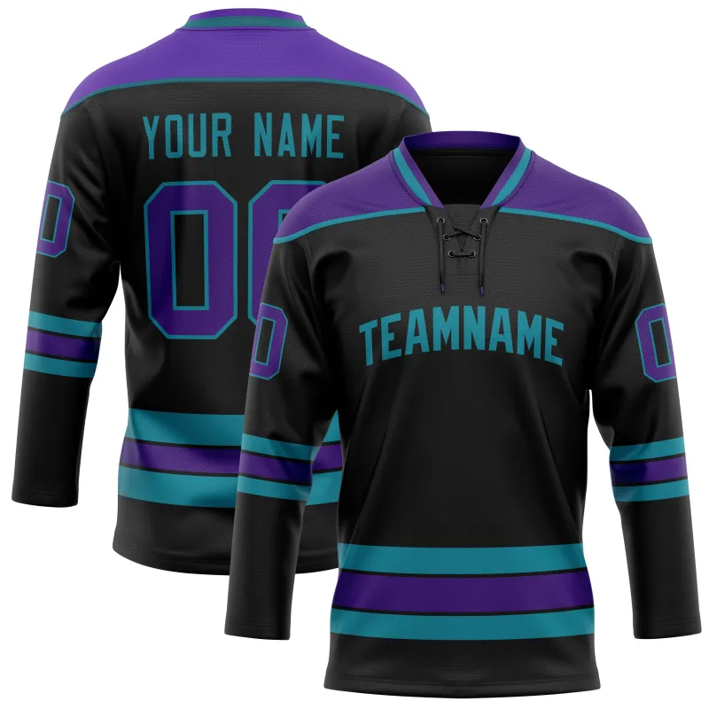 Custom Black Purple Solid Colour Hockey Jersey sold by Tailorly
