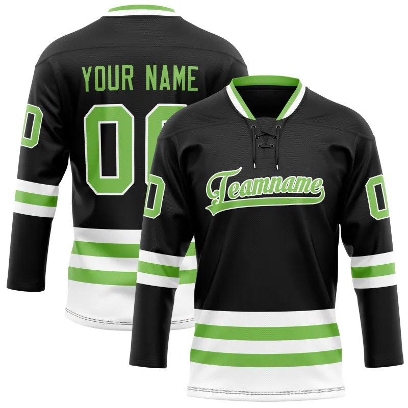 Custom Black Neon Green Solid Colour Hockey Jersey sold by Tailorly