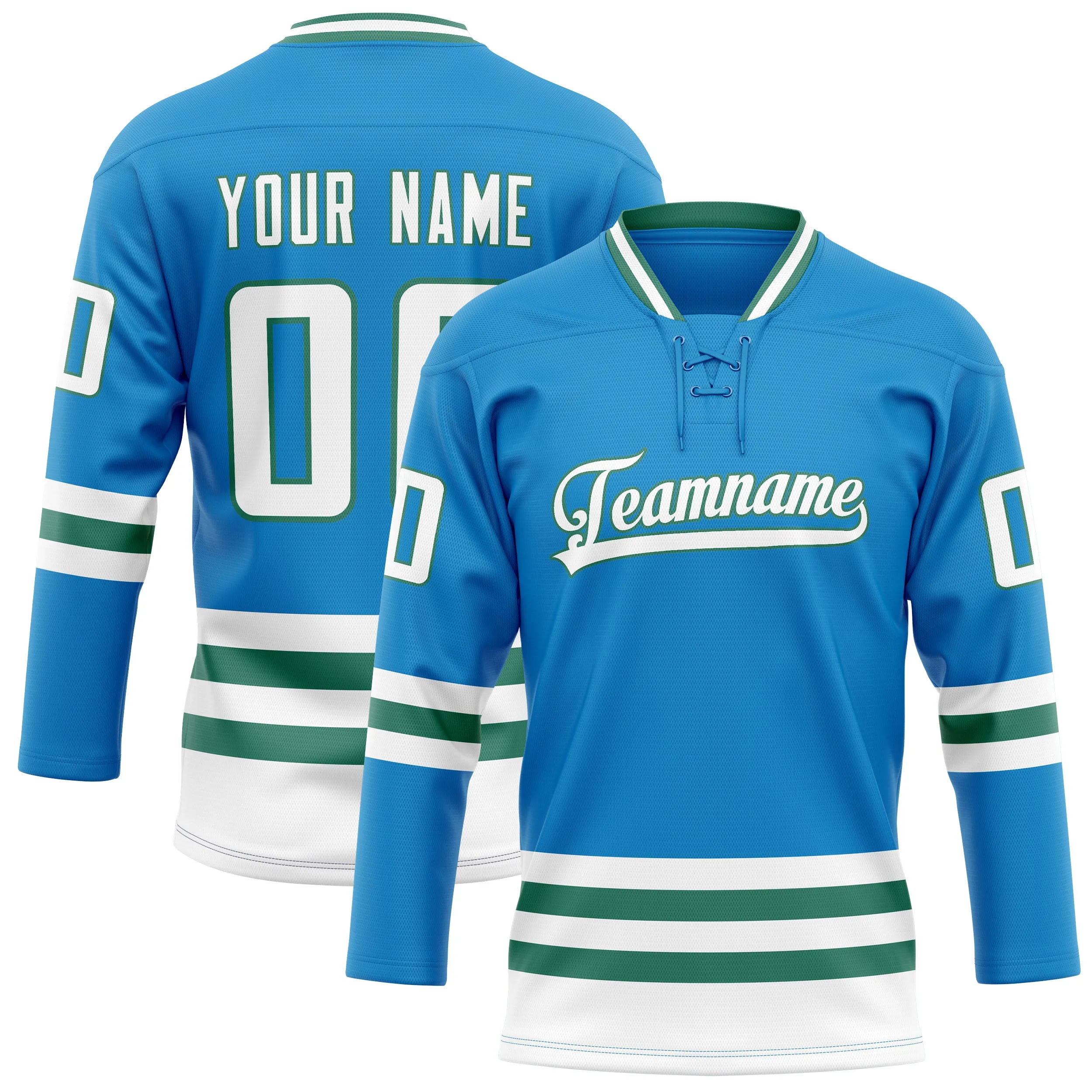 Custom Blue Kelly Green Solid Colour Hockey Jersey sold by Tailorly