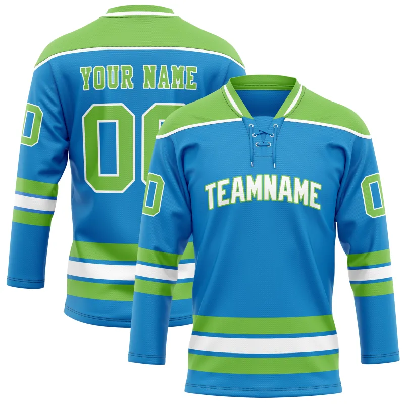 Custom Blue Neon Green Solid Colour Hockey Jersey sold by Tailorly