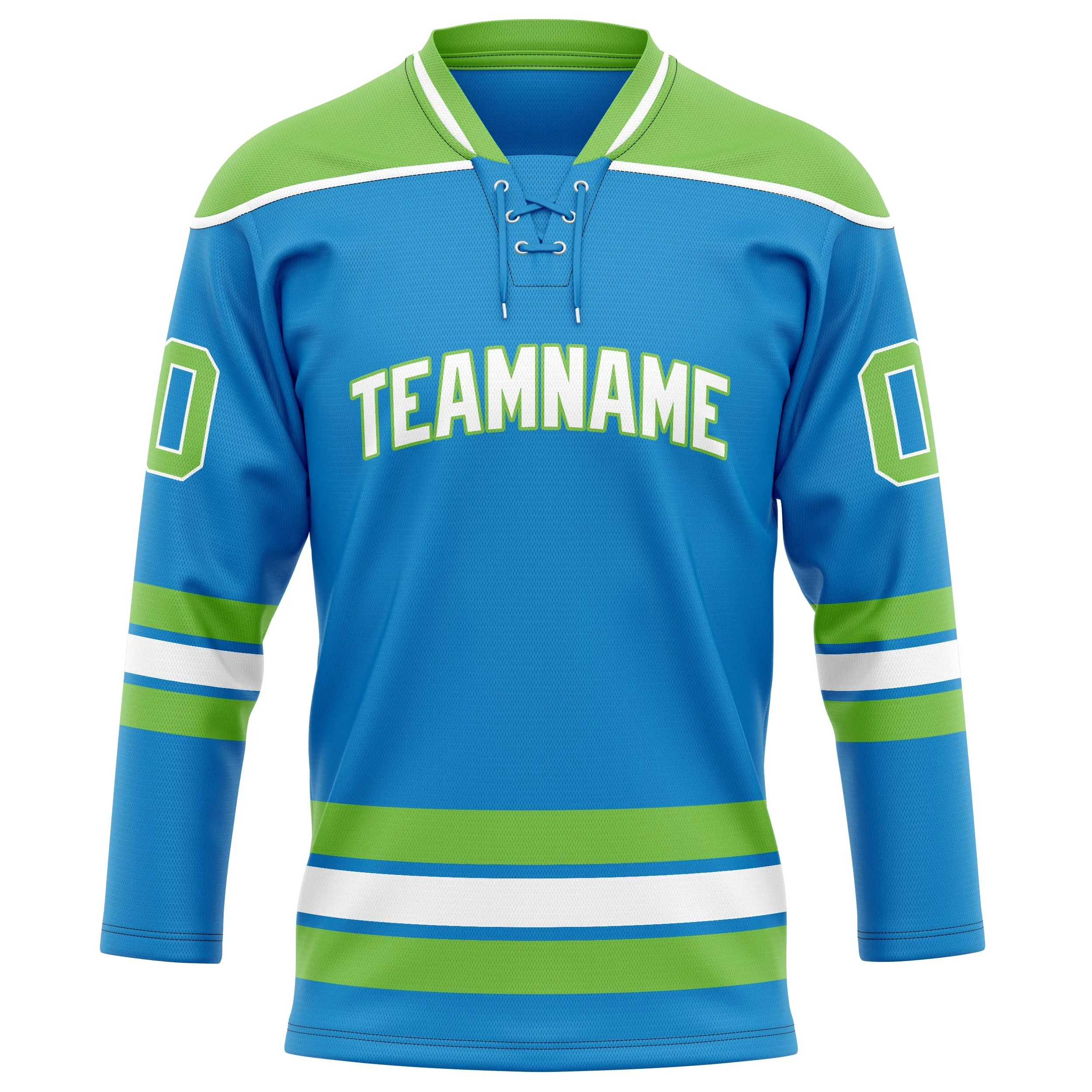 Custom Blue Neon Green Solid Colour Hockey Jersey sold by Tailorly product image thumbnail 2