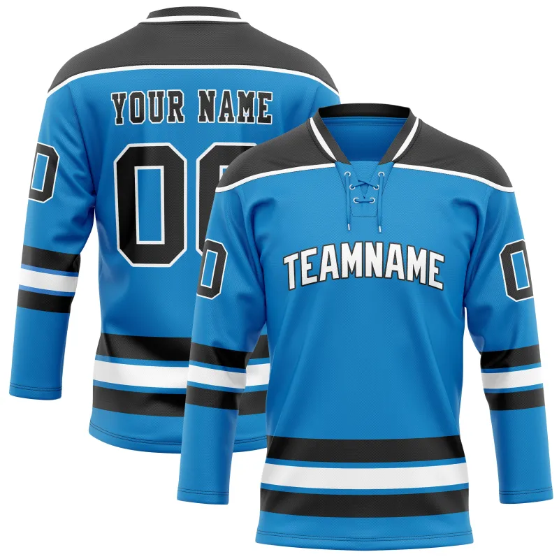 Custom Blue Black Solid Colour Hockey Jersey sold by Tailorly