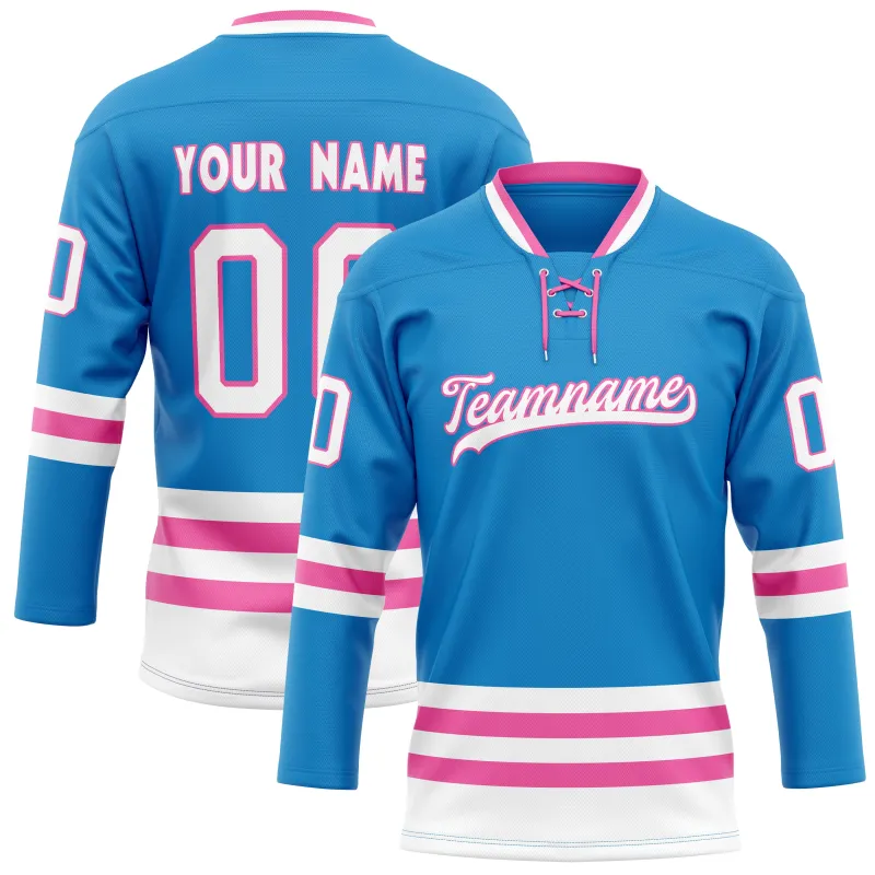 Custom Blue Pink Solid Colour Hockey Jersey sold by Tailorly