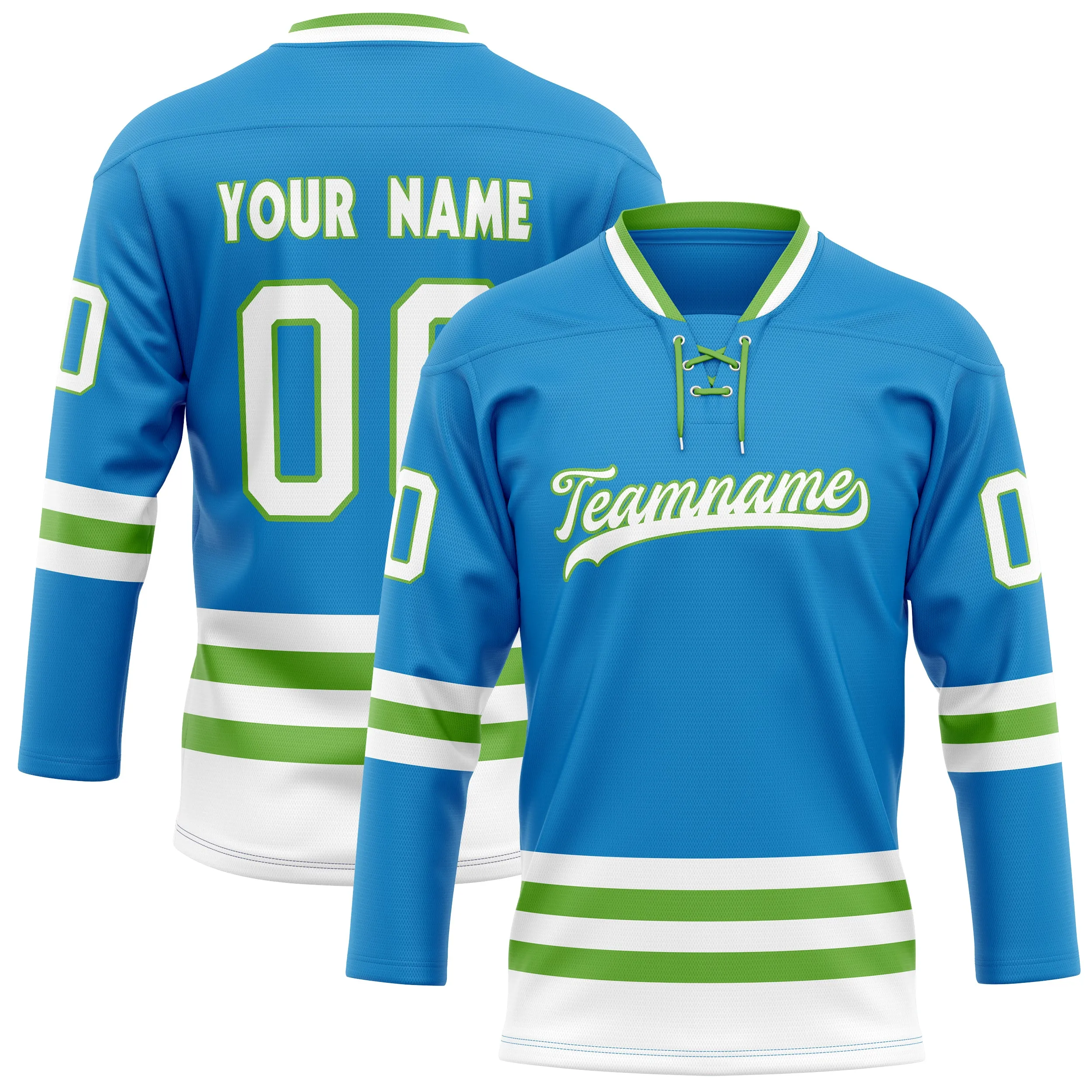 Custom Blue Neon Green Solid Colour Hockey Jersey sold by Tailorly
