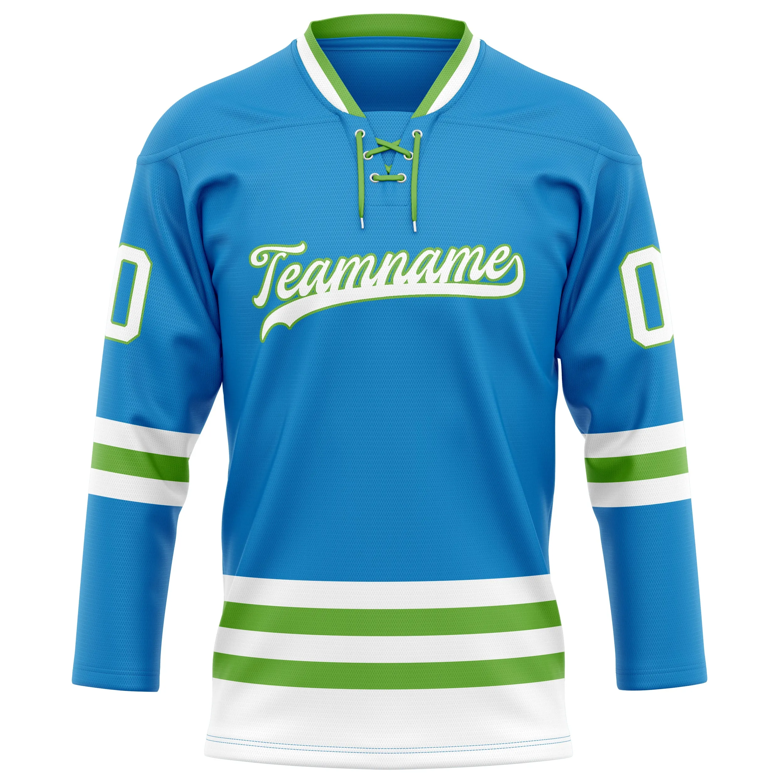 Custom Blue Neon Green Solid Colour Hockey Jersey sold by Tailorly product image thumbnail 2