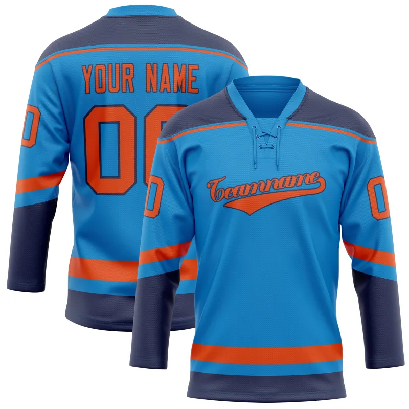 Custom Blue Red Solid Colour Hockey Jersey sold by Tailorly