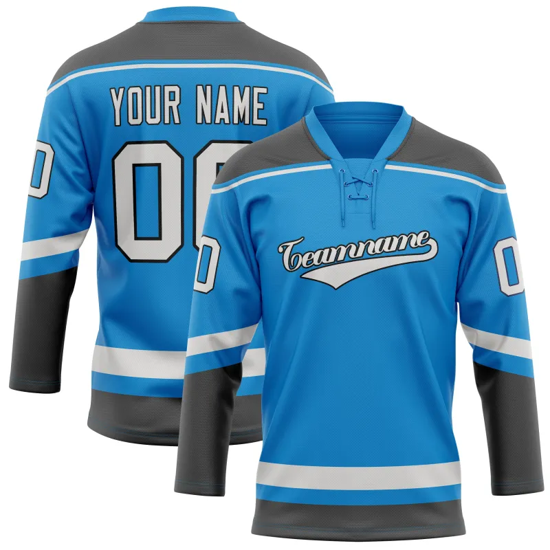 Custom Blue Gray Solid Colour Hockey Jersey sold by Tailorly