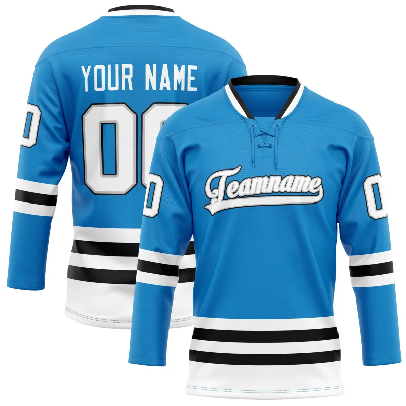 Custom Blue White Solid Colour Hockey Jersey sold by Tailorly