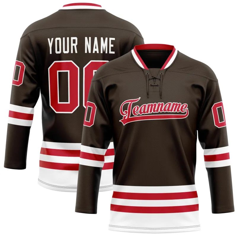 Custom Brown Red Solid Colour Hockey Jersey sold by Tailorly