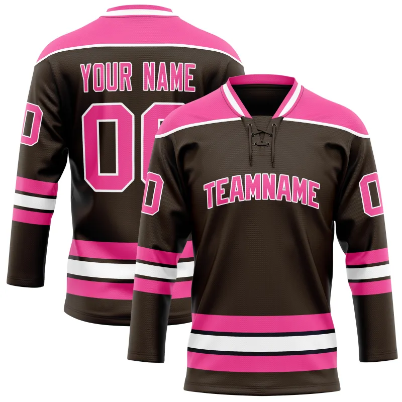 Custom Brown Pink Solid Colour Hockey Jersey sold by Tailorly