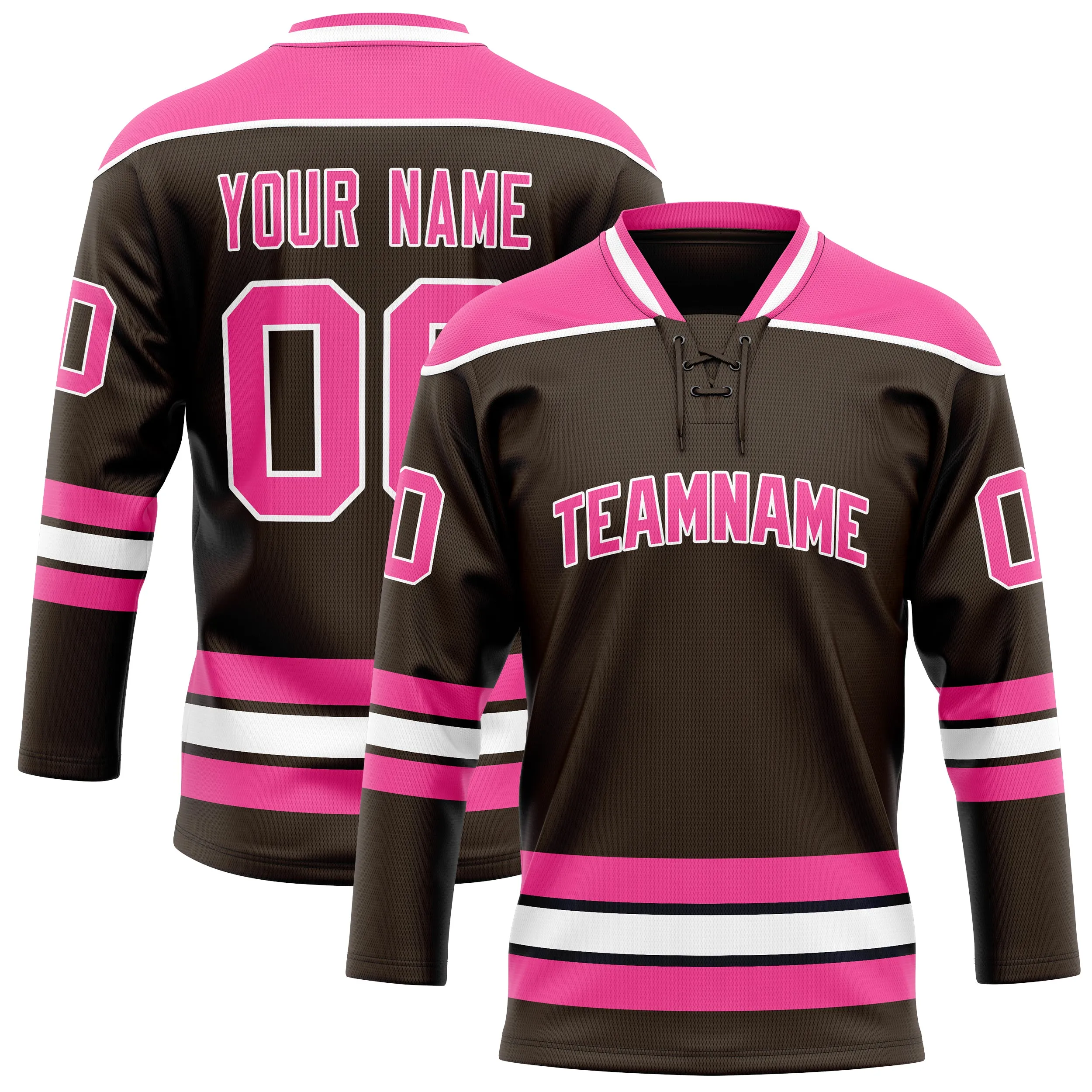 Custom Brown Pink Solid Colour Hockey Jersey sold by Tailorly