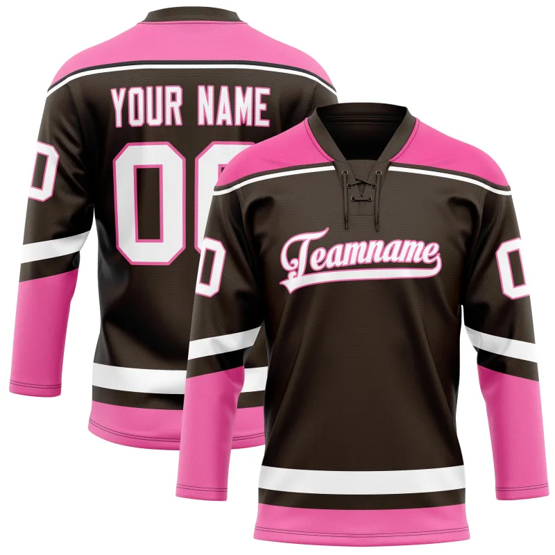Custom Brown Pink Solid Colour Hockey Jersey sold by Tailorly