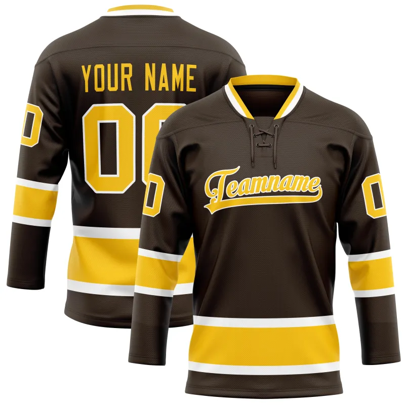 Custom Brown Gold Solid Colour Hockey Jersey sold by Tailorly