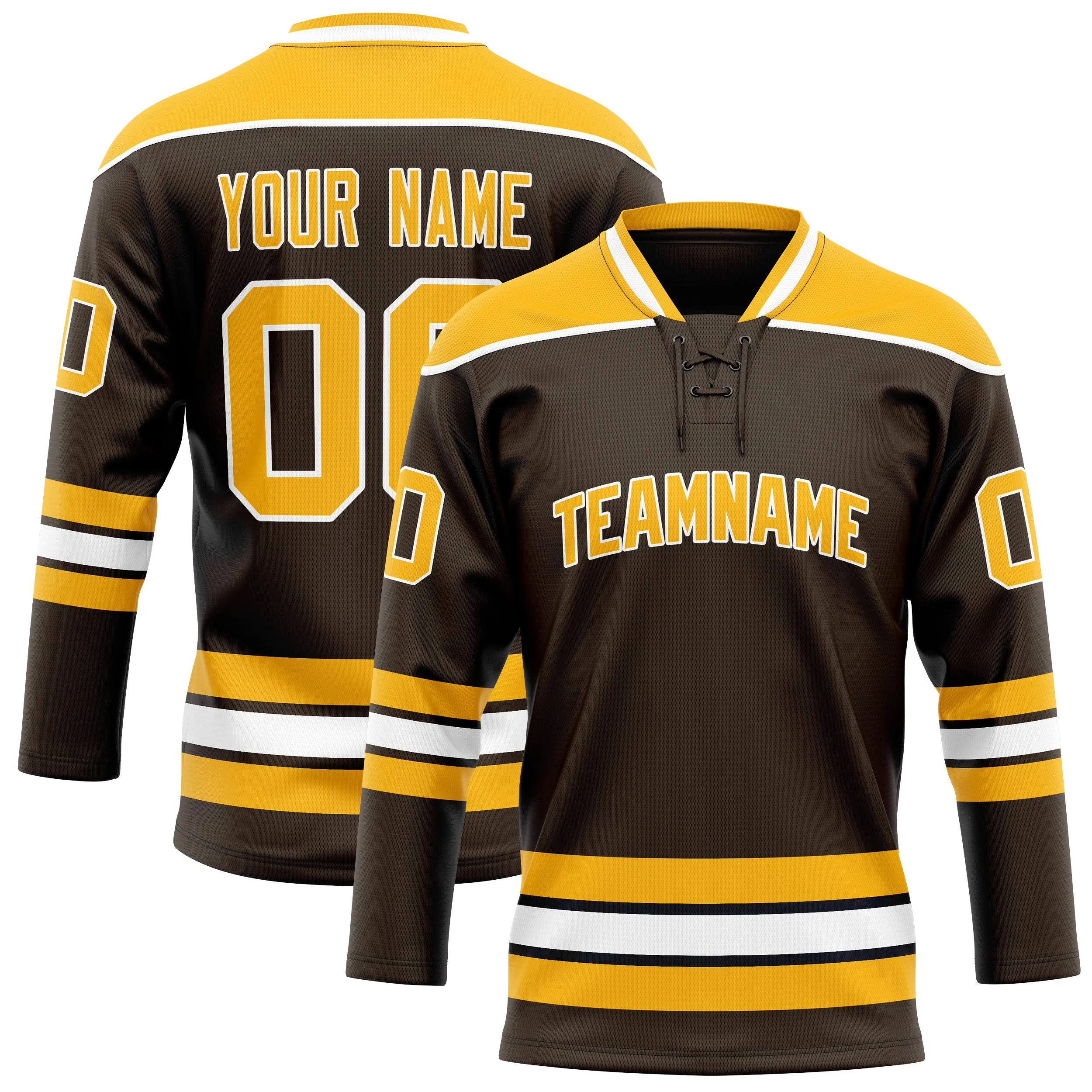 Custom Brown Gold Solid Colour Hockey Jersey sold by Tailorly