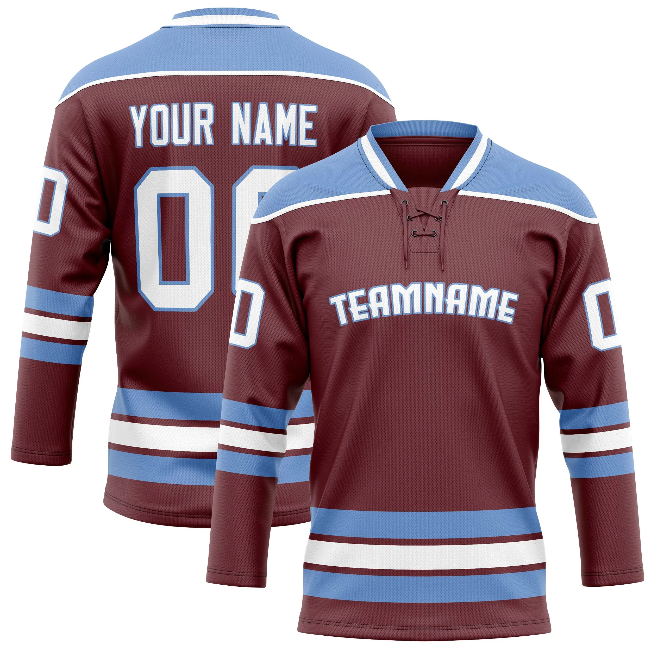 Custom Brown Light Blue Solid Colour Hockey Jersey sold by Tailorly