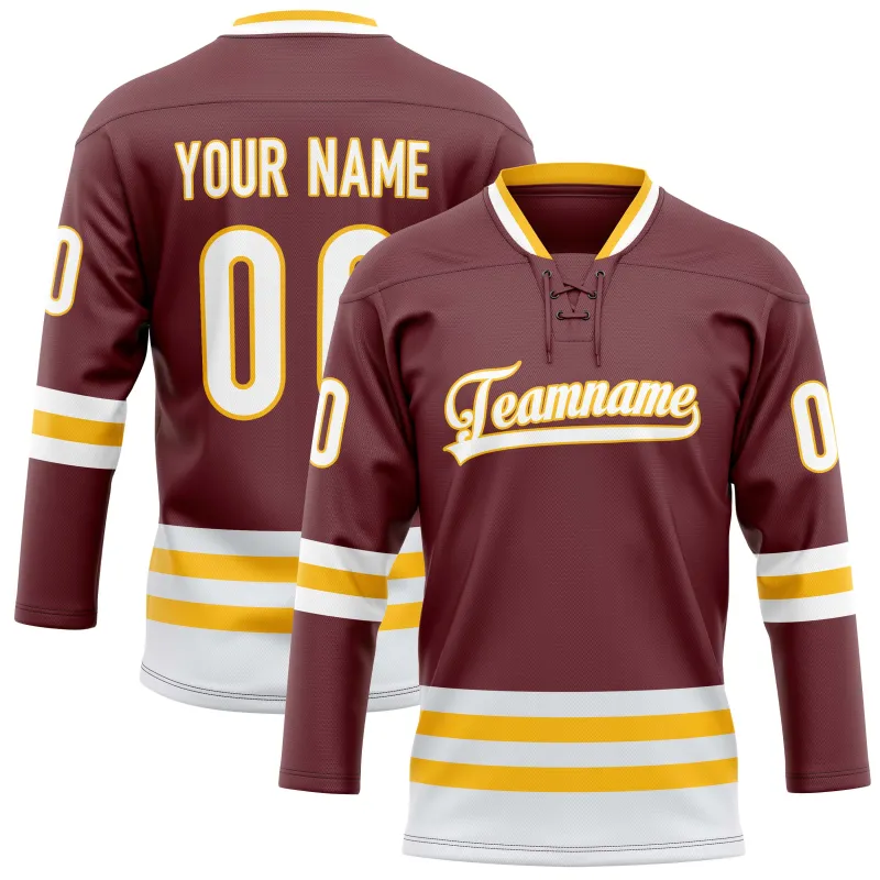 Custom Brown Gold Solid Colour Hockey Jersey sold by Tailorly