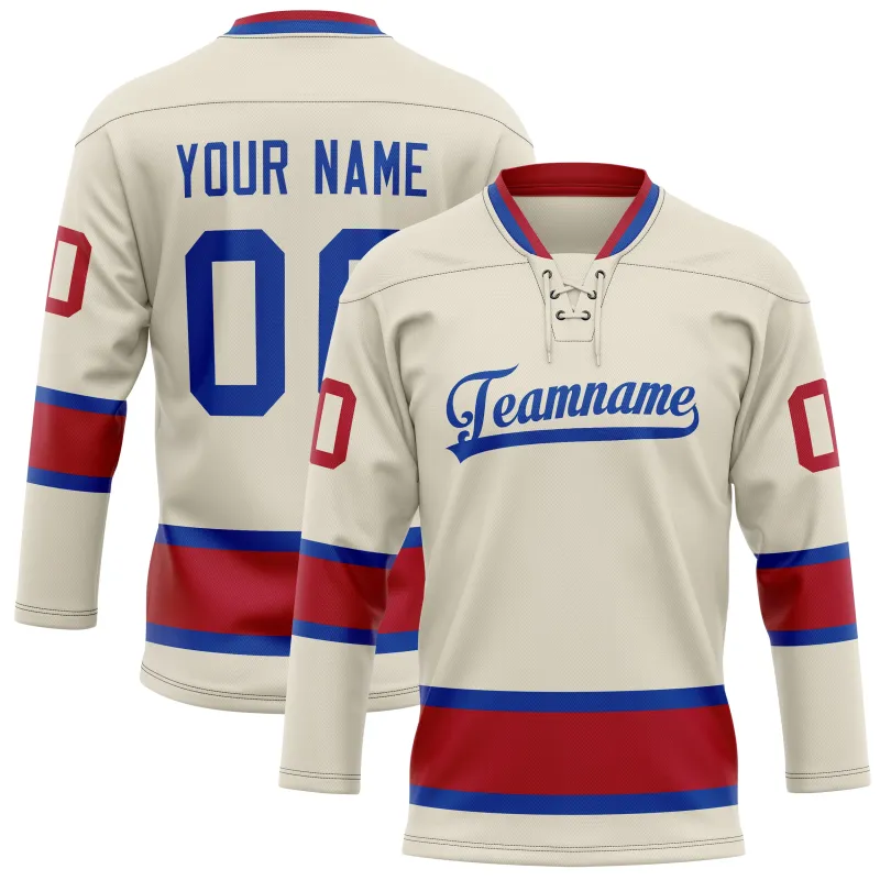 Custom Cream Red Solid Colour Hockey Jersey sold by Tailorly
