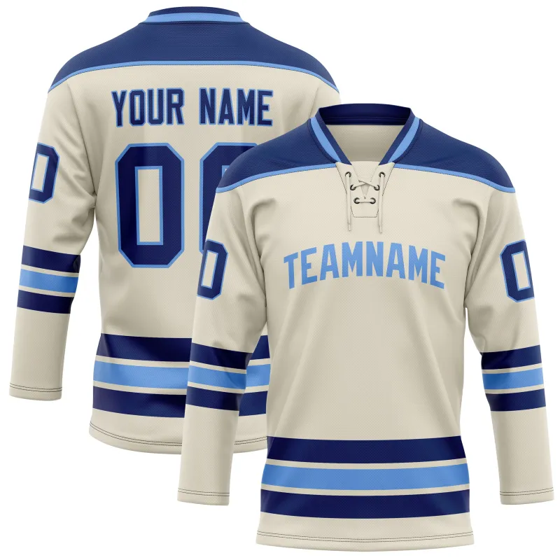 Custom Cream Navy Solid Colour Hockey Jersey sold by Tailorly