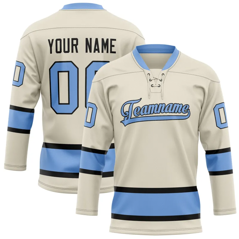 Custom Cream Light Blue Solid Colour Hockey Jersey sold by Tailorly