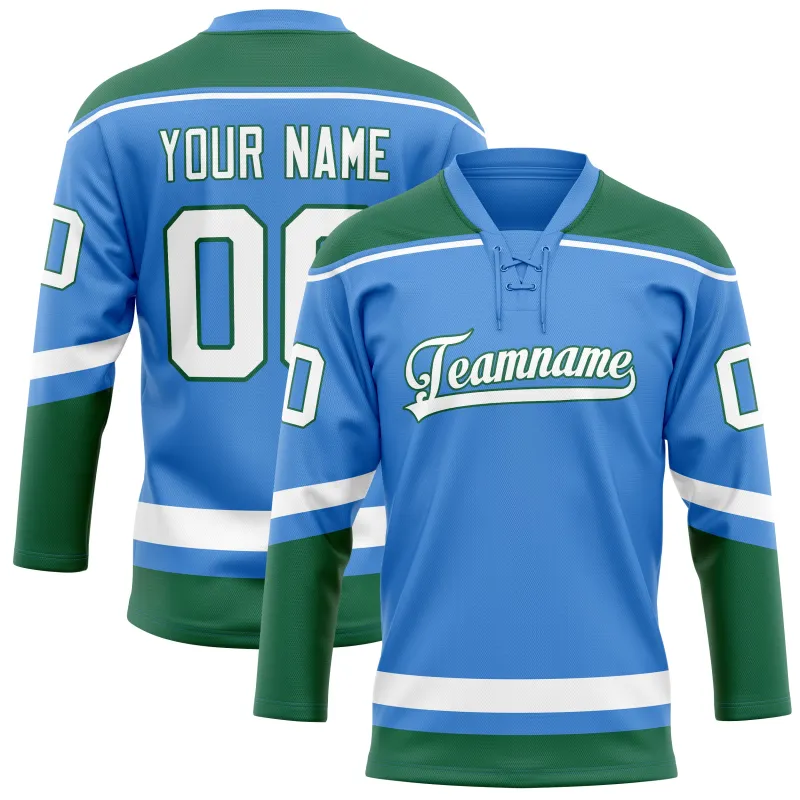 Custom Electric Blue Kelly Green Solid Colour Hockey Jersey made by Tailorly