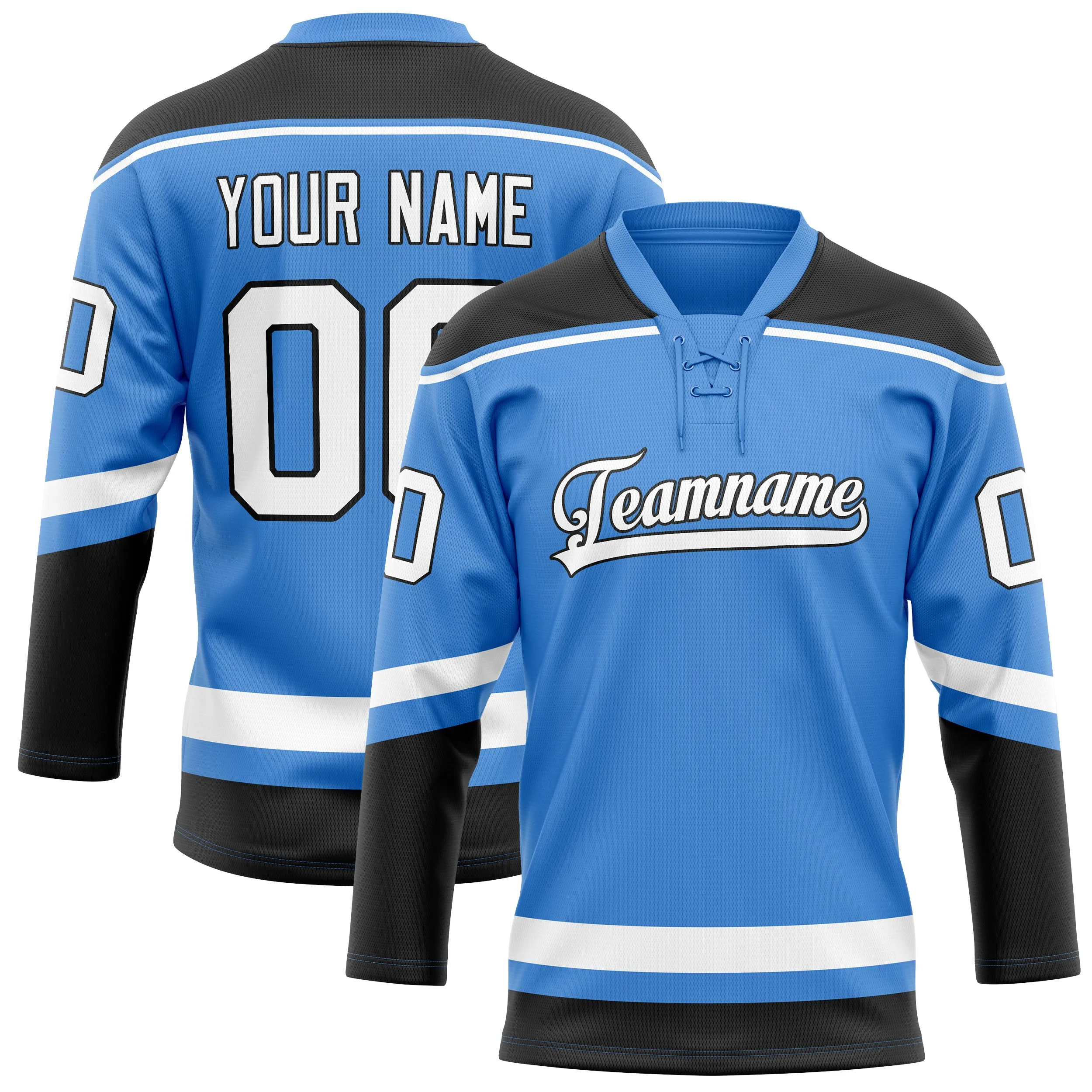 Custom Electric Blue White Solid Colour Hockey Jersey sold by Tailorly