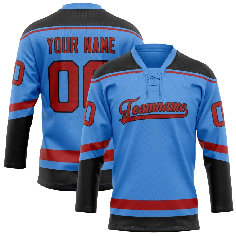 Custom Electric Blue Red Solid Colour Hockey Jersey sold by Tailorly