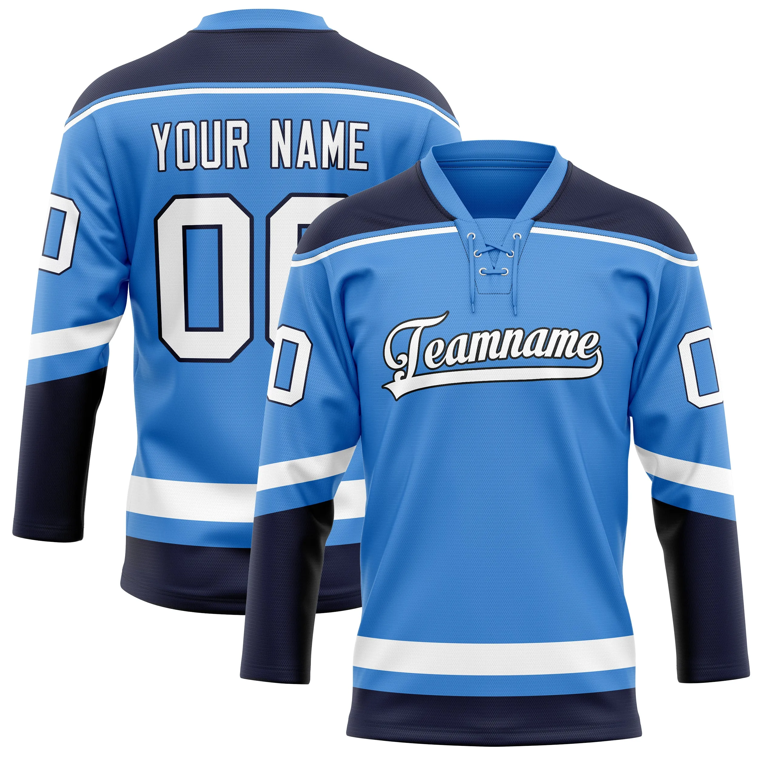 Custom Electric Blue White Solid Colour Hockey Jersey sold by Tailorly