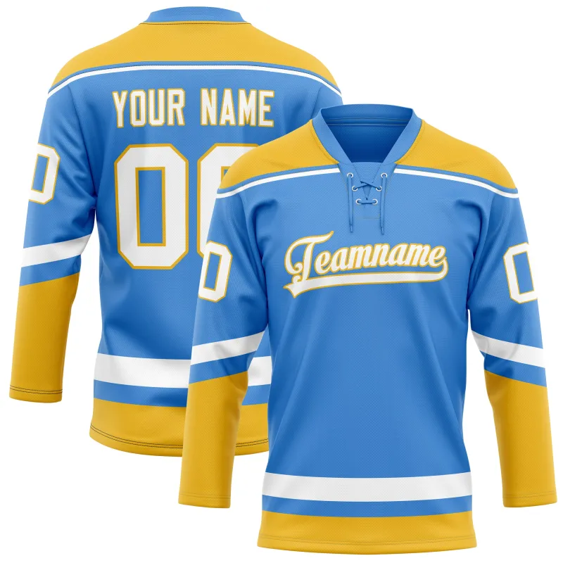 Custom Electric Blue Gold Solid Colour Hockey Jersey sold by Tailorly