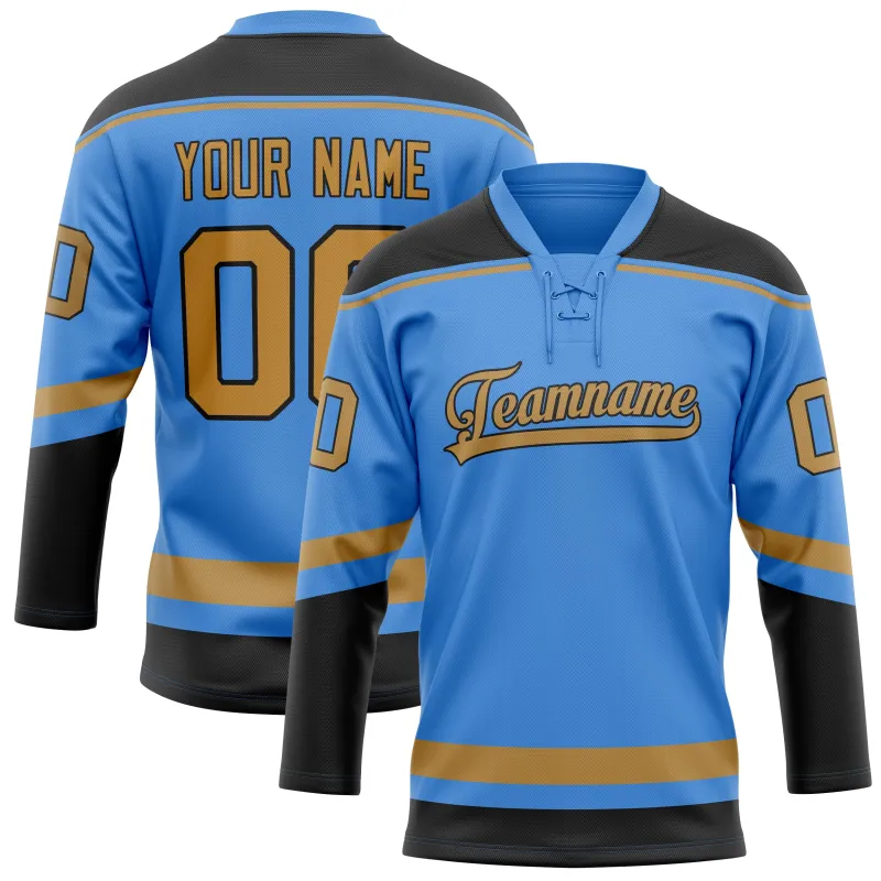 Custom Electric Blue Old Gold Solid Colour Hockey Jersey sold by Tailorly