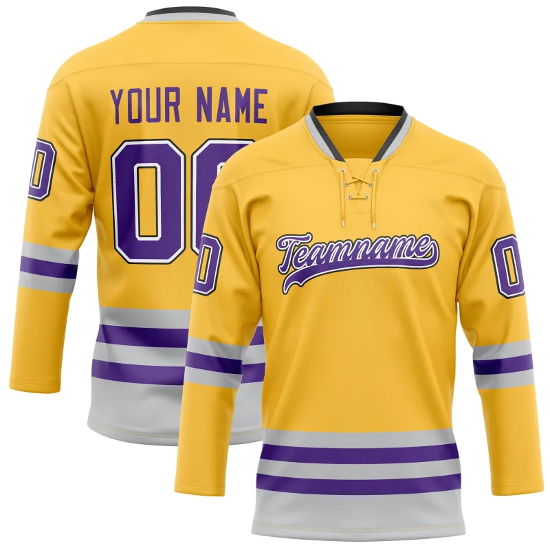Custom Gold Purple Solid Colour Hockey Jersey sold by Tailorly