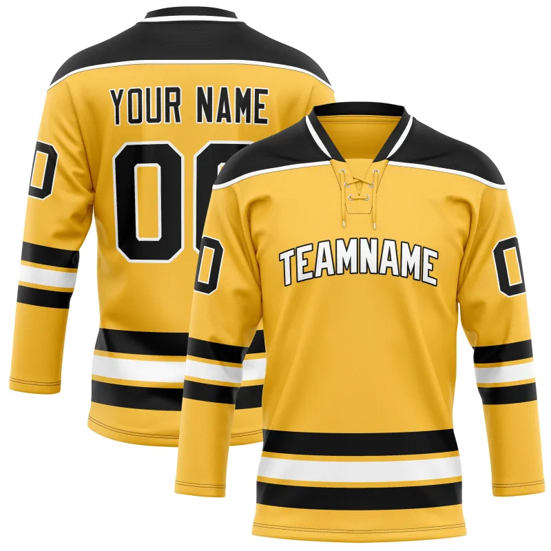 Custom Gold Black Solid Colour Hockey Jersey sold by Tailorly