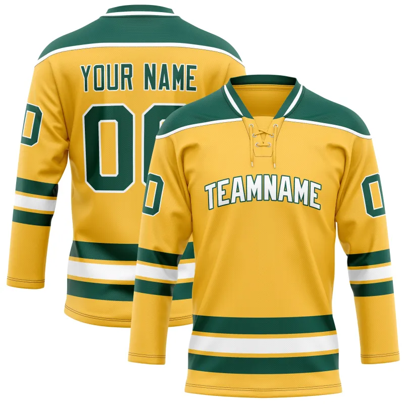 Custom Gold Kelly Green Solid Colour Hockey Jersey sold by Tailorly