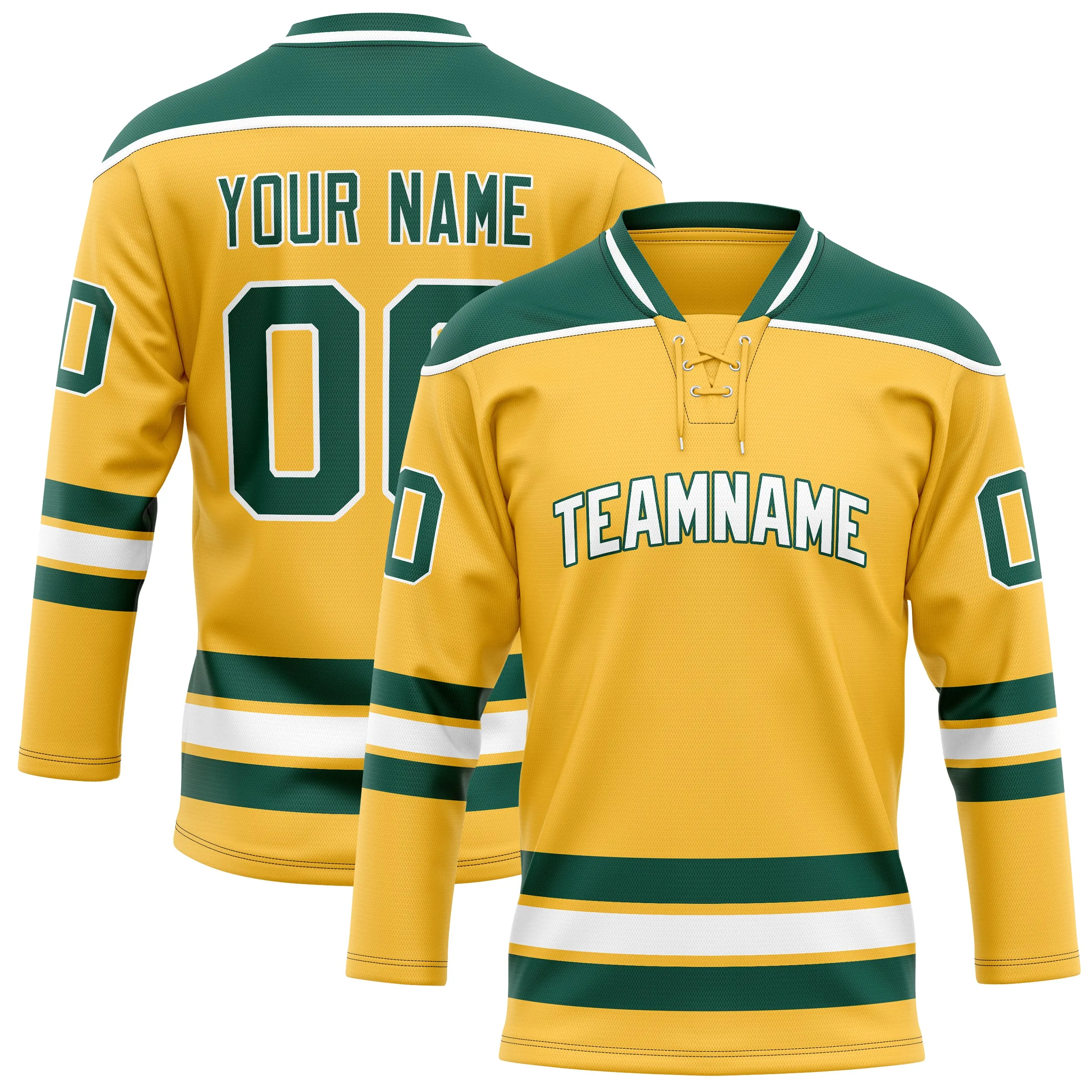 Custom Gold Kelly Green Solid Colour Hockey Jersey sold by Tailorly