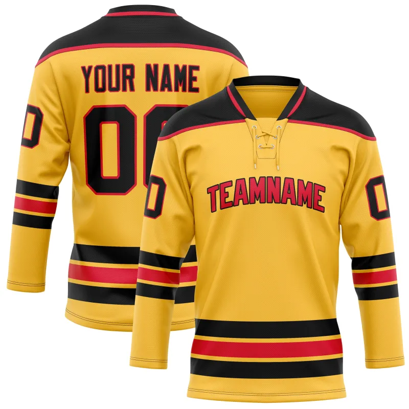 Custom Gold Black Solid Colour Hockey Jersey sold by Tailorly