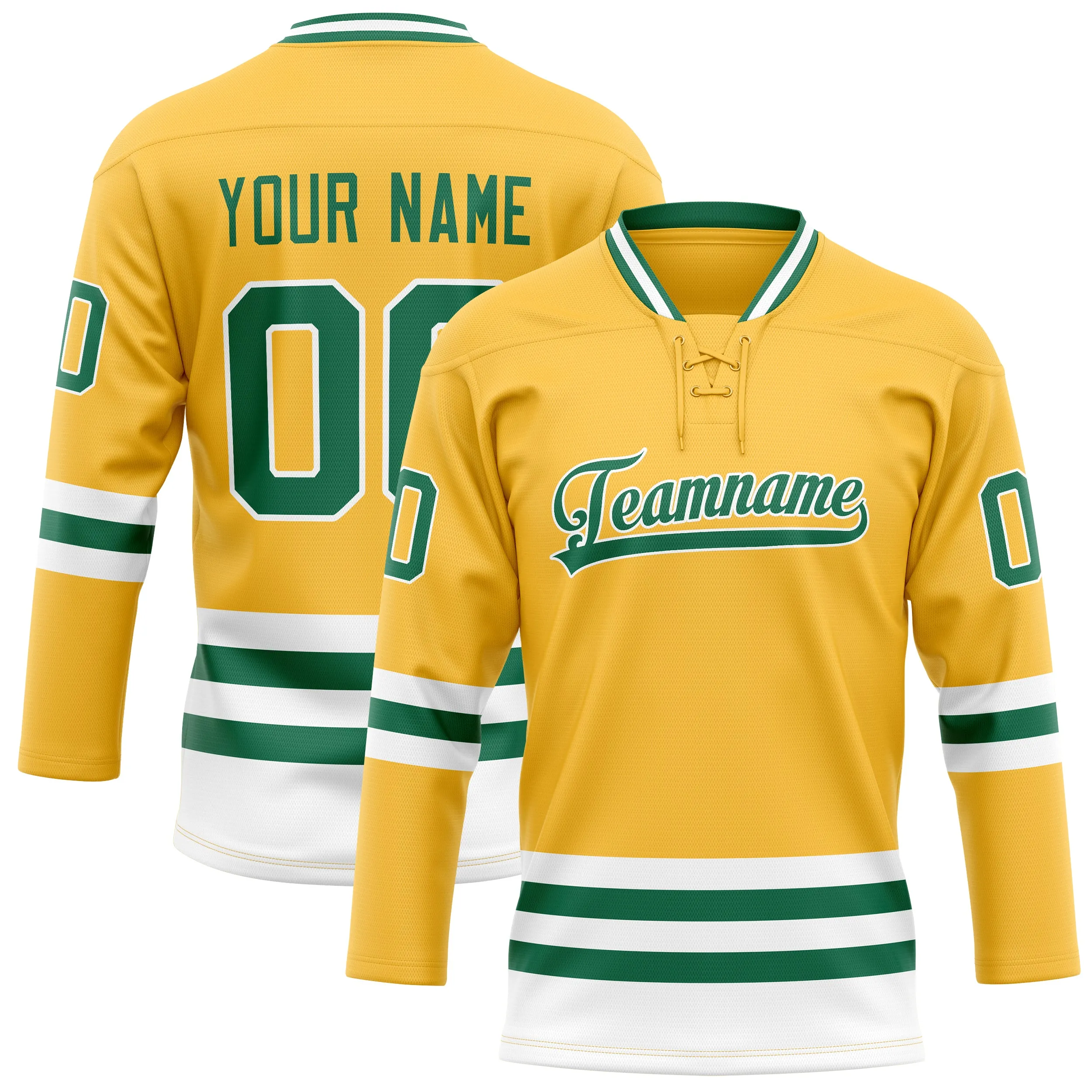 Custom Gold Kelly Green Solid Colour Hockey Jersey sold by Tailorly