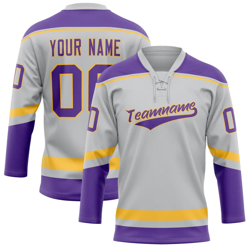 Custom Gray Purple Solid Colour Hockey Jersey sold by Tailorly