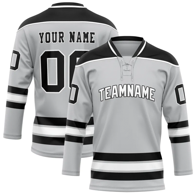 Custom Gray Black Solid Colour Hockey Jersey sold by Tailorly