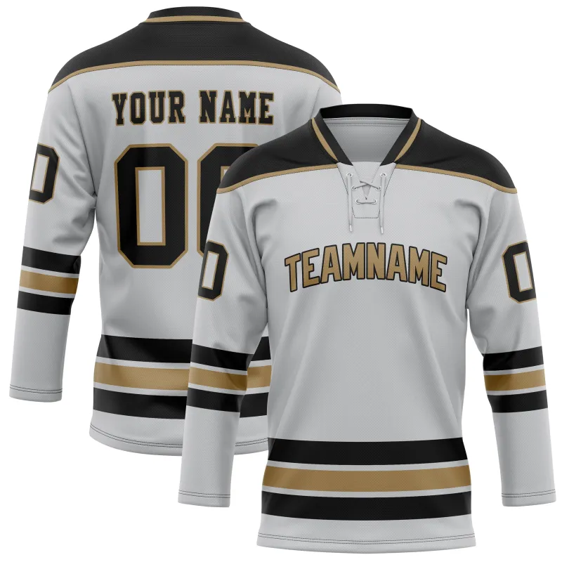 Custom Gray Black Solid Colour Hockey Jersey sold by Tailorly