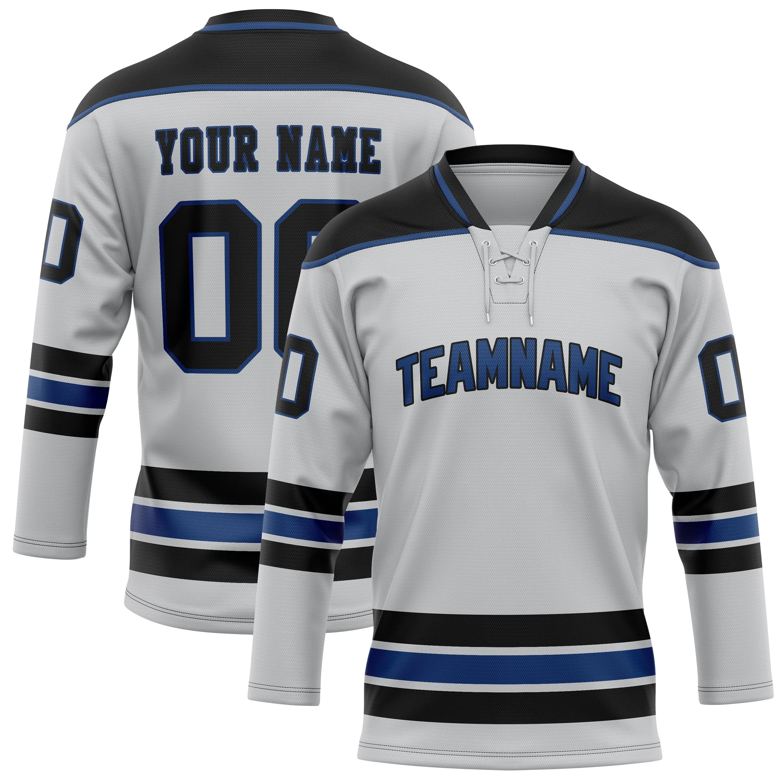 Custom Gray Black Solid Colour Hockey Jersey sold by Tailorly